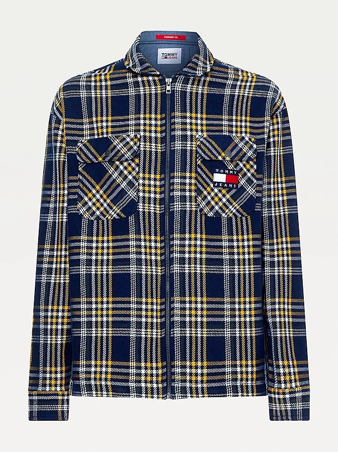 Tommy Hilfiger Badge Relaxed Fit Check Over Skjorte Herre Blå | OCBWLQ-237