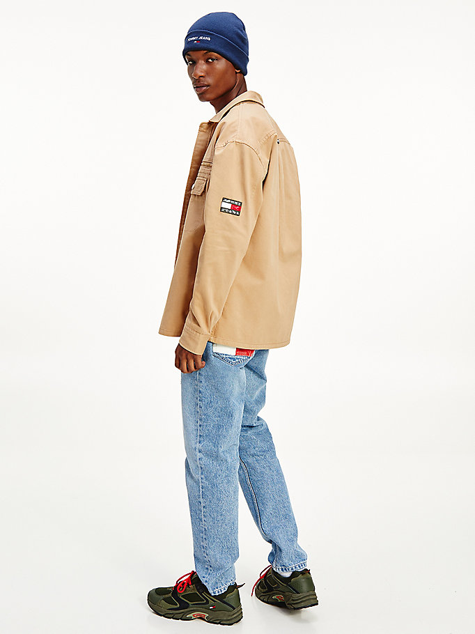 Tommy Hilfiger Badge Relaxed Fit Over Skjorte Herre Khaki | PCBNHZ-430