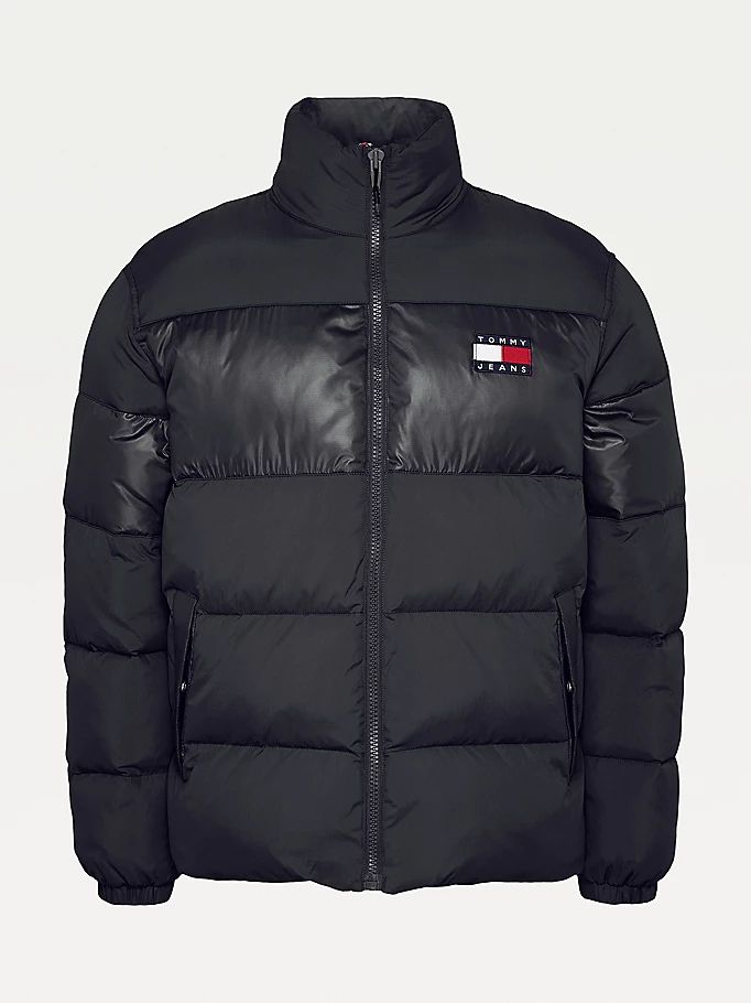 Tommy Hilfiger Badge Tonal Colour-Blocked Puffer Jakke Herre Svarte | QUWZVD-537