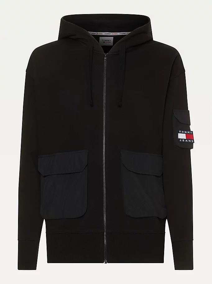 Tommy Hilfiger Badge Zip-Thru Cargo Hettegensere Herre Svarte | TGSREN-617