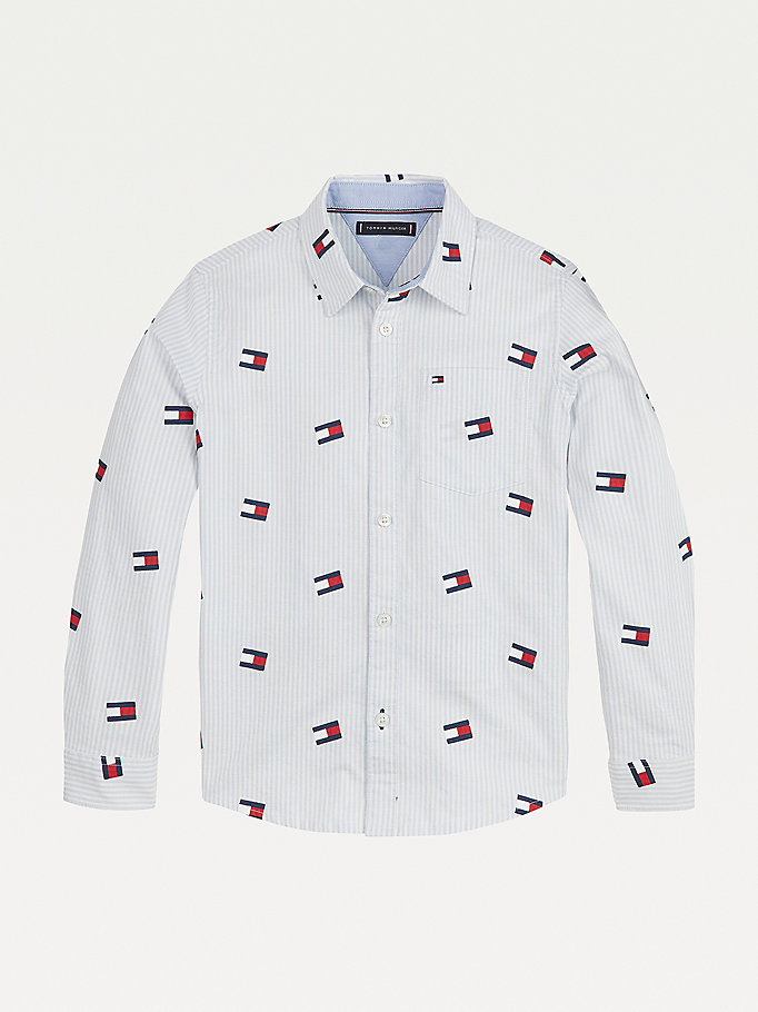 Tommy Hilfiger Bold Flag Skjorte Gutt Blå | CRPMXB-593