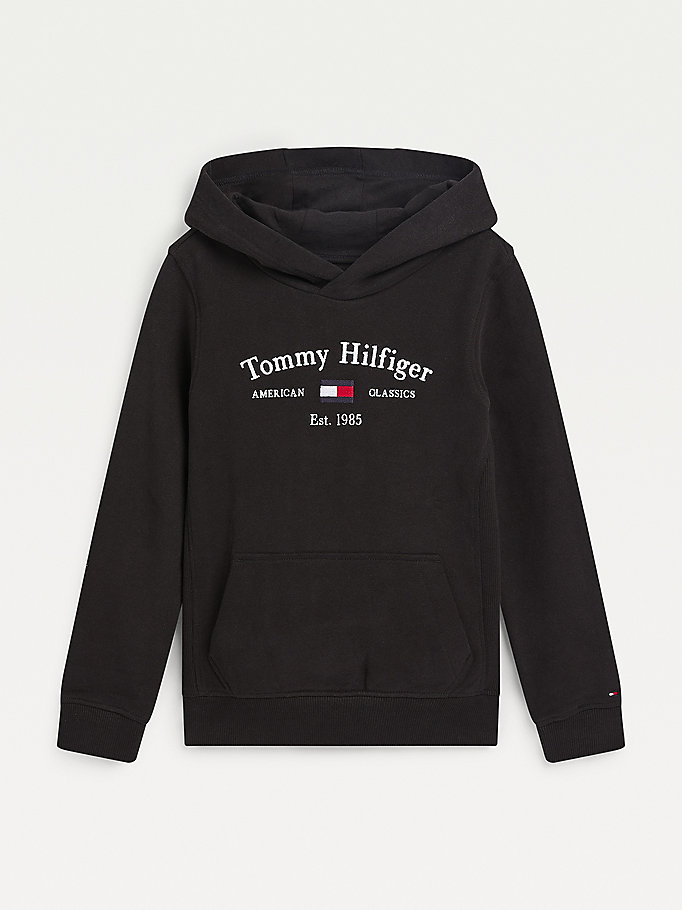 Tommy Hilfiger Bomull Logo Hettegensere Gutt Svarte | DLGNTK-243