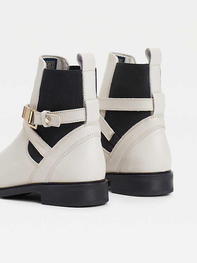 Tommy Hilfiger Buckled Ankelstøvletter Dame Beige | ORVXST-390