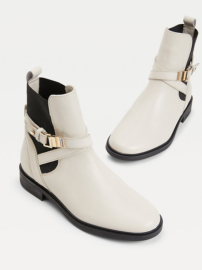 Tommy Hilfiger Buckled Ankelstøvletter Dame Beige | ORVXST-390