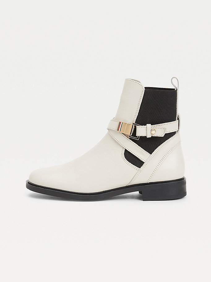 Tommy Hilfiger Buckled Ankelstøvletter Dame Beige | ORVXST-390