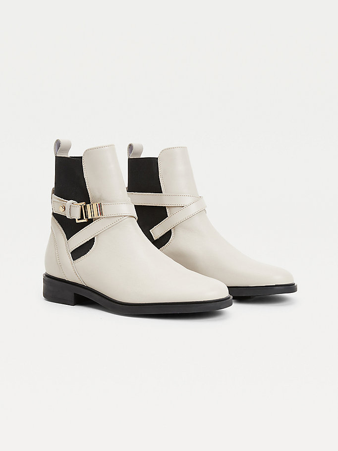 Tommy Hilfiger Buckled Ankelstøvletter Dame Beige | ORVXST-390