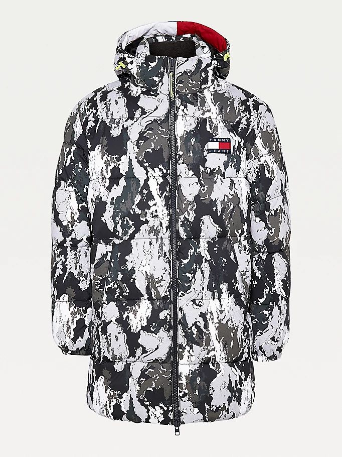 Tommy Hilfiger Camo Longline Puffer Jakke Herre Svarte | FZOVSD-345