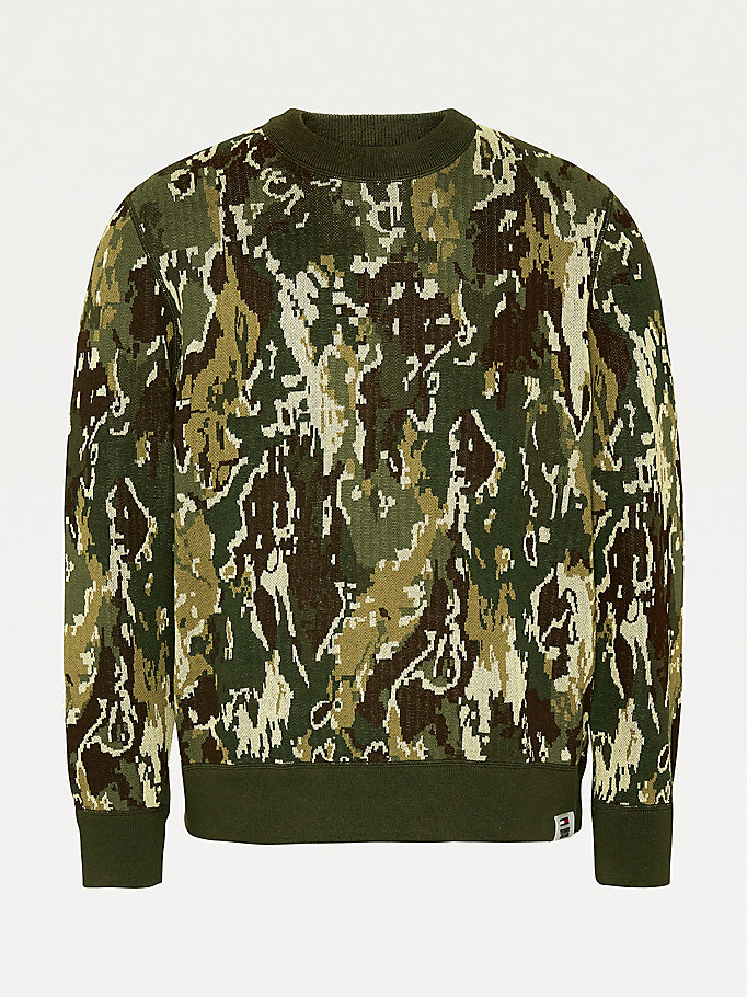 Tommy Hilfiger Camo Print Relaxed Fit Gensere Herre Grønn | DLKGQI-821