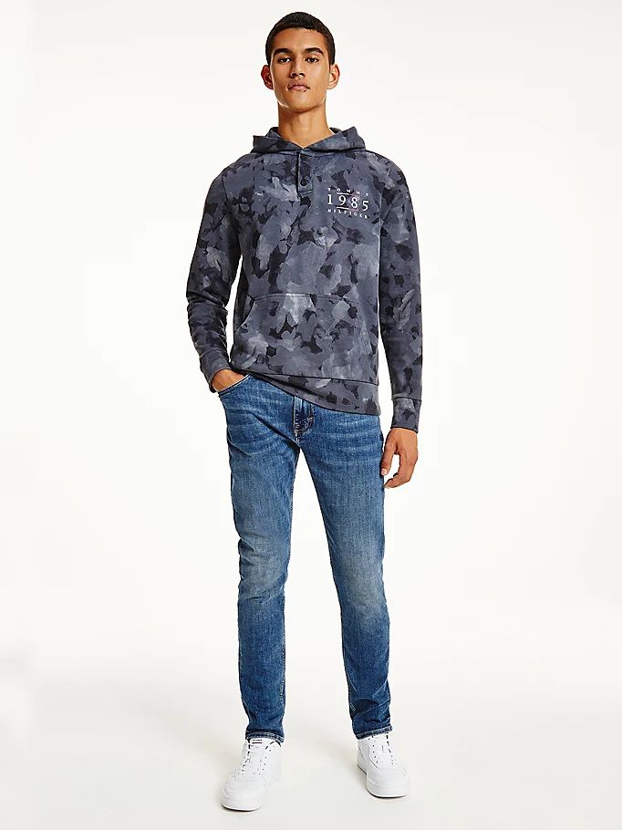 Tommy Hilfiger Camouflage Henley Neck Hettegensere Herre Svarte | BTJEYV-072