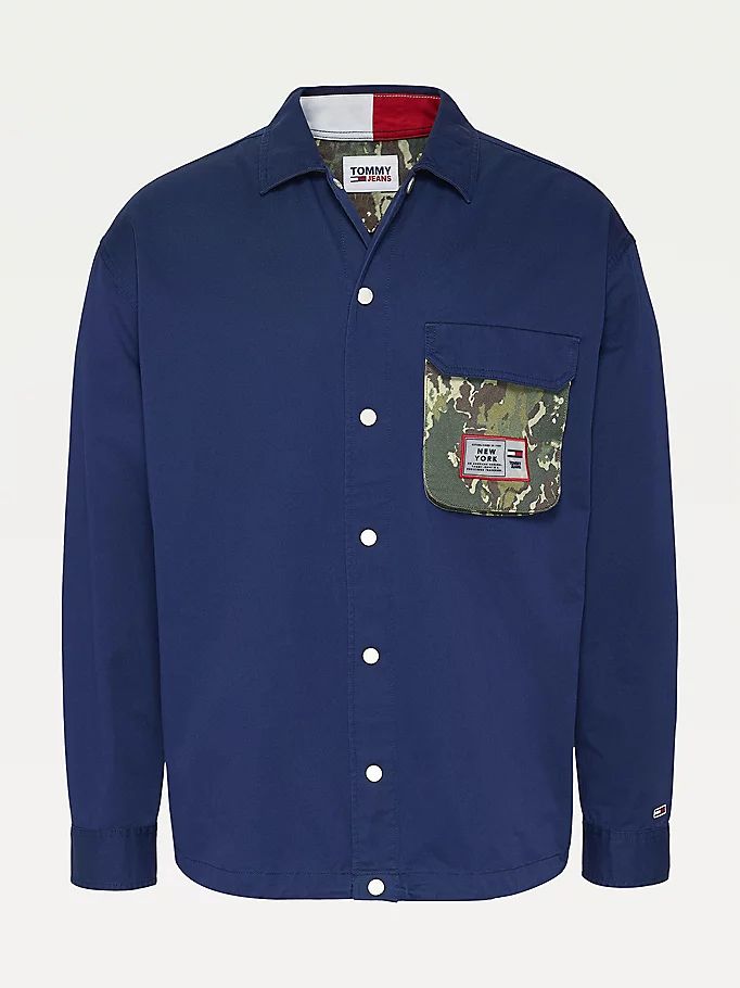 Tommy Hilfiger Camouflage Pocket Relaxed Fit Skjorte Herre Blå | TBJIYU-378