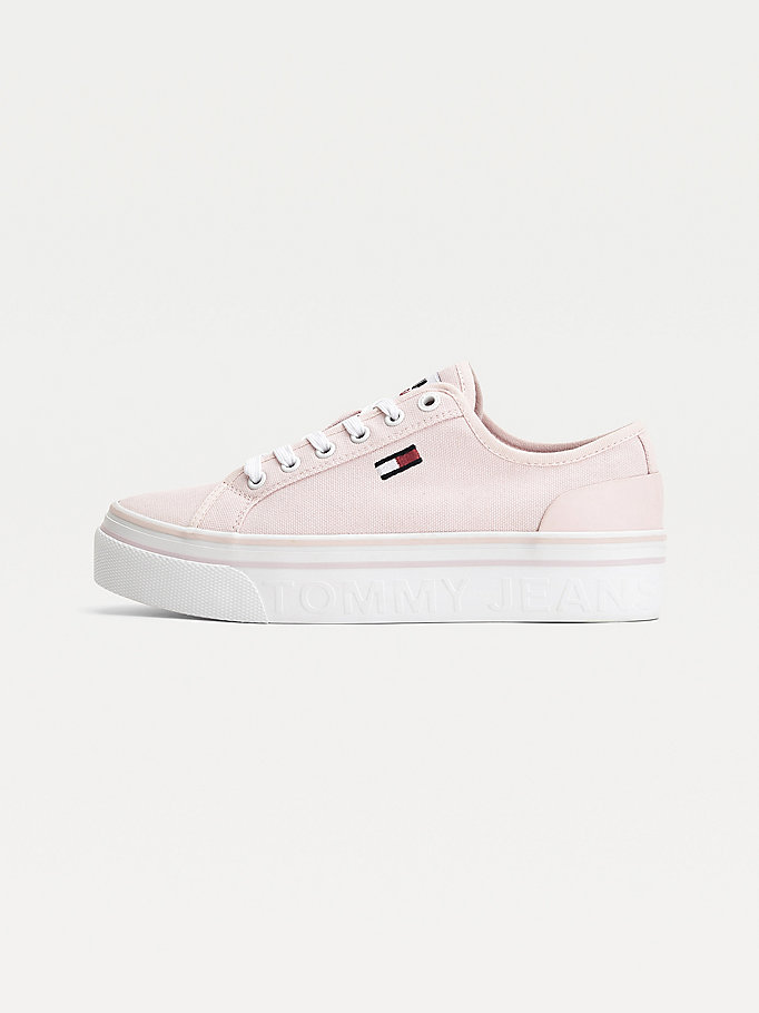 Tommy Hilfiger Canvas Flatform Joggesko Dame Rosa | AOPVFY-051