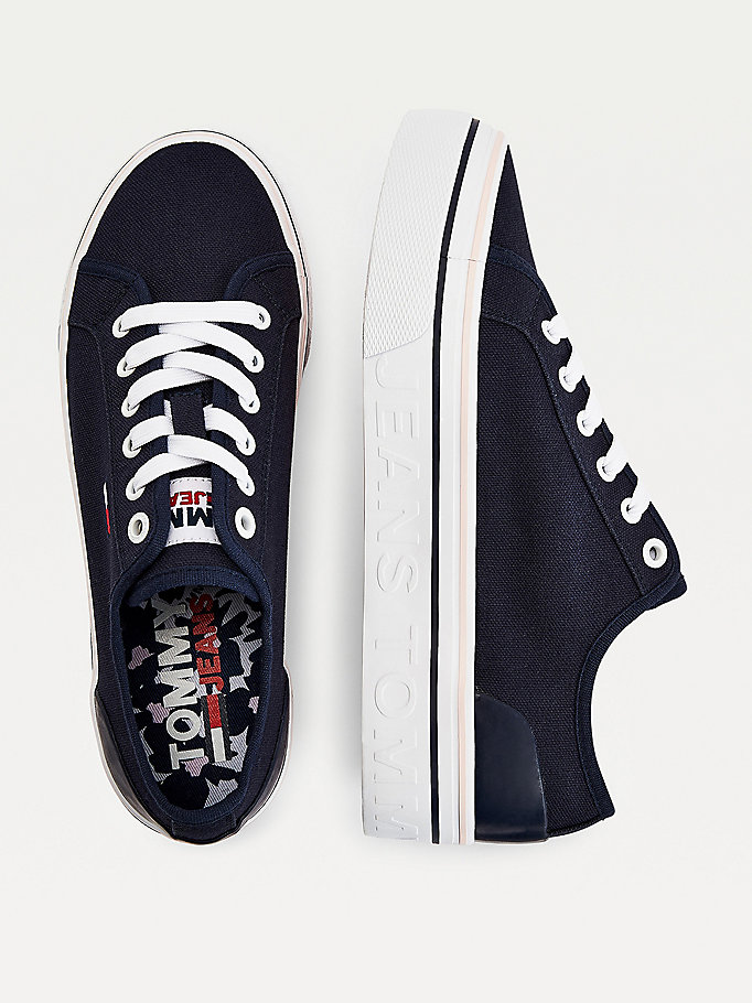 Tommy Hilfiger Canvas Flatform Joggesko Dame Blå | ZPQCSH-025