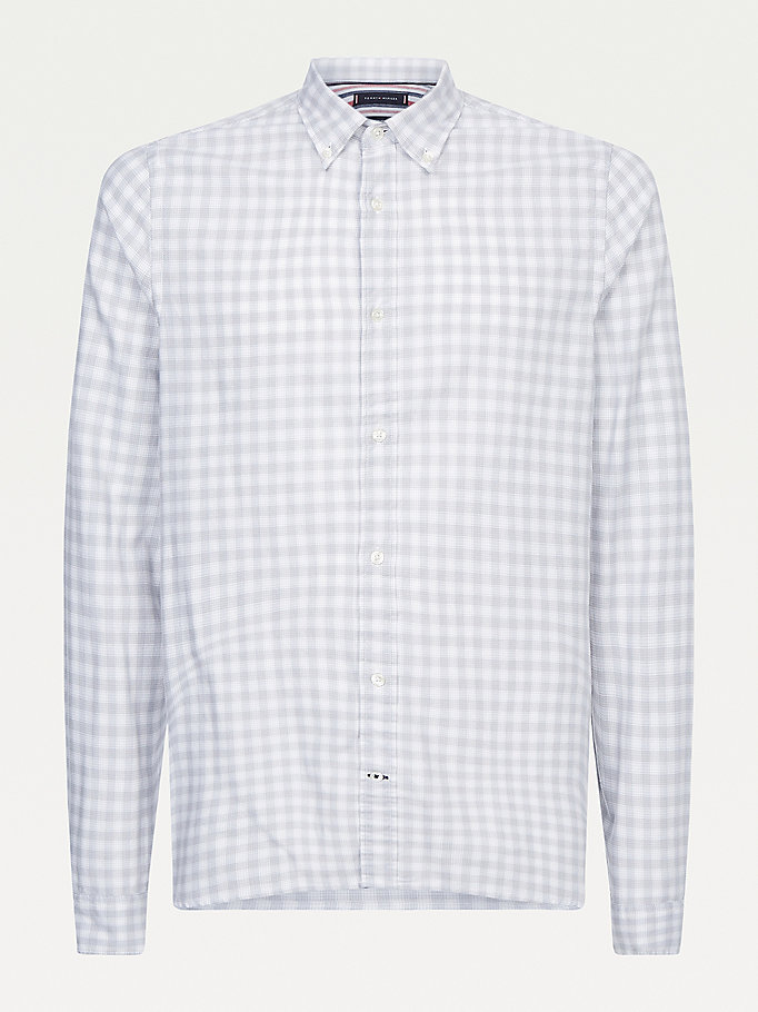 Tommy Hilfiger Check Print Slim Fit Bomull Skjorte Herre Grå | VKWOLN-102