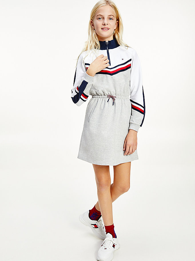 Tommy Hilfiger Chevron Colour-Blocked Kjoler Jente Grå | ZLEGPA-756