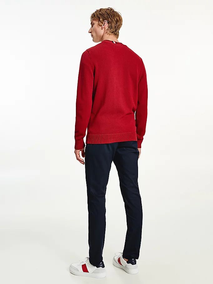 Tommy Hilfiger Chunky Knit Crew Neck Gensere Herre Rød | EQCKLV-720