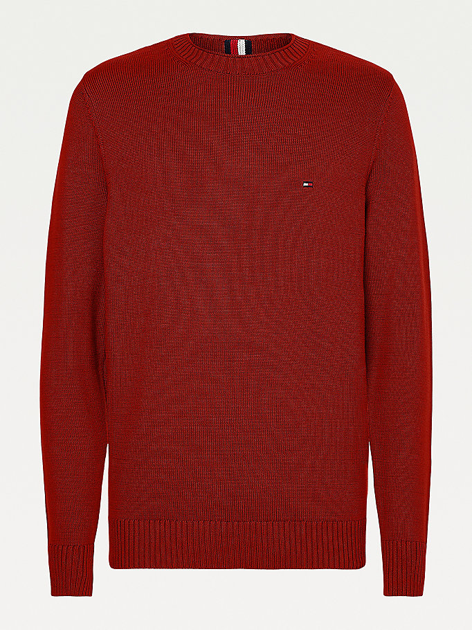 Tommy Hilfiger Chunky Knit Crew Neck Gensere Herre Rød | EQCKLV-720