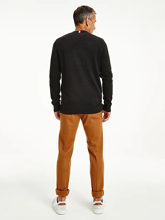 Tommy Hilfiger Chunky Knit Crew Neck Gensere Herre Svarte | HGDZAL-358