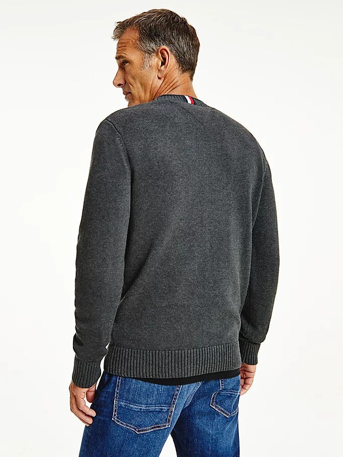 Tommy Hilfiger Chunky Knit Crew Neck Gensere Herre Grå | OKNXZF-391