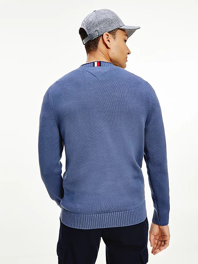 Tommy Hilfiger Chunky Knit Crew Neck Gensere Herre Blå | PANLDK-035