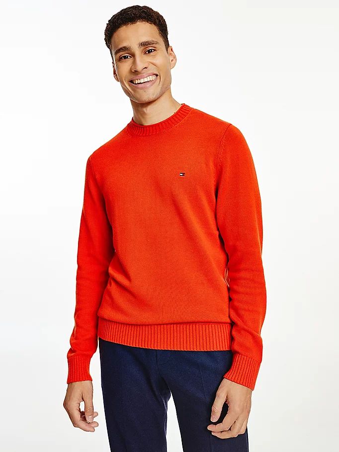 Tommy Hilfiger Chunky Knit Crew Neck Gensere Herre Oransje | ZNKWJI-132