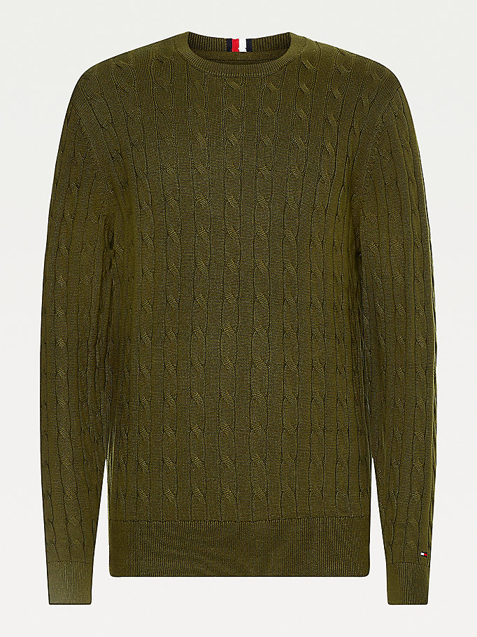 Tommy Hilfiger Classics Cable Knit Gensere Herre Brune | ANICUD-139