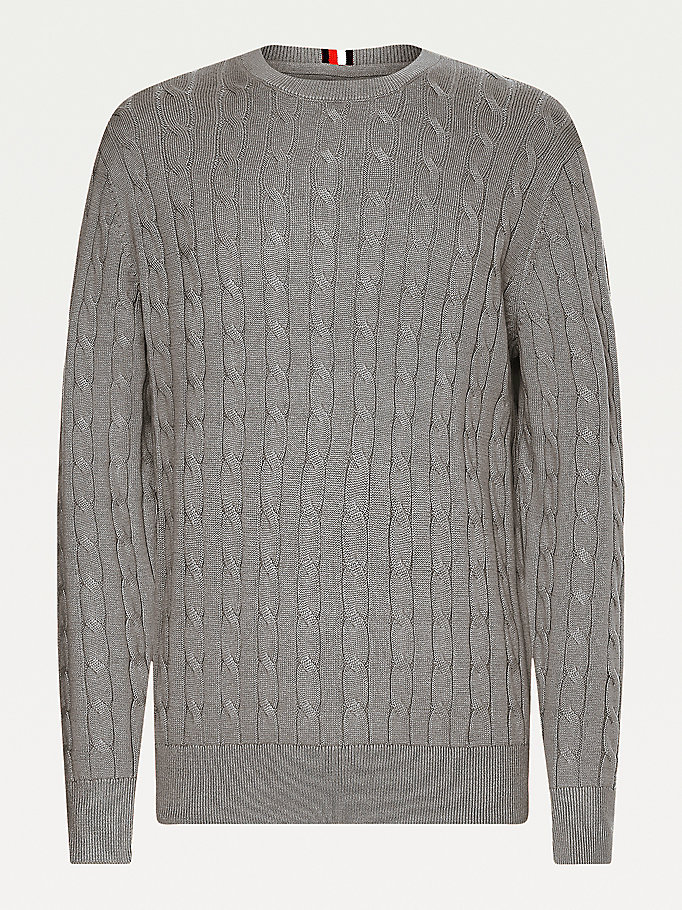 Tommy Hilfiger Classics Cable Knit Gensere Herre Grå | WAIEFH-469