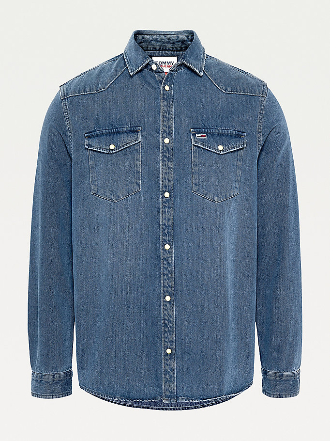 Tommy Hilfiger Classics Denim Skjorte Herre Blå | PYNSWX-796