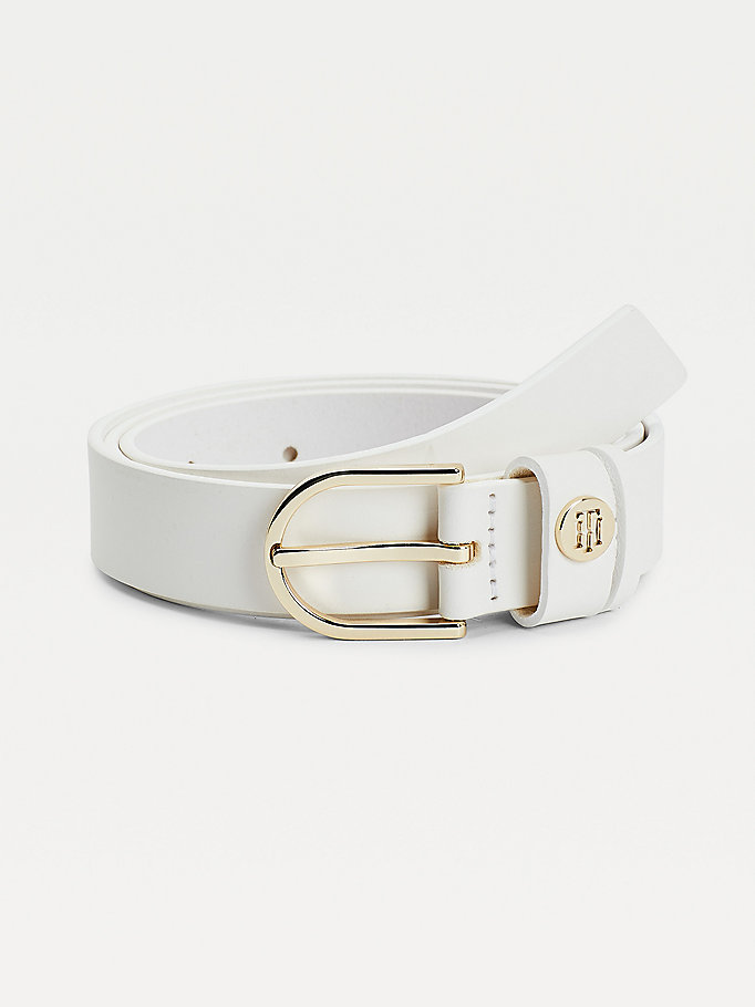 Tommy Hilfiger Classics Lær Monogram Belte Dame Hvite | BJWPMH-940