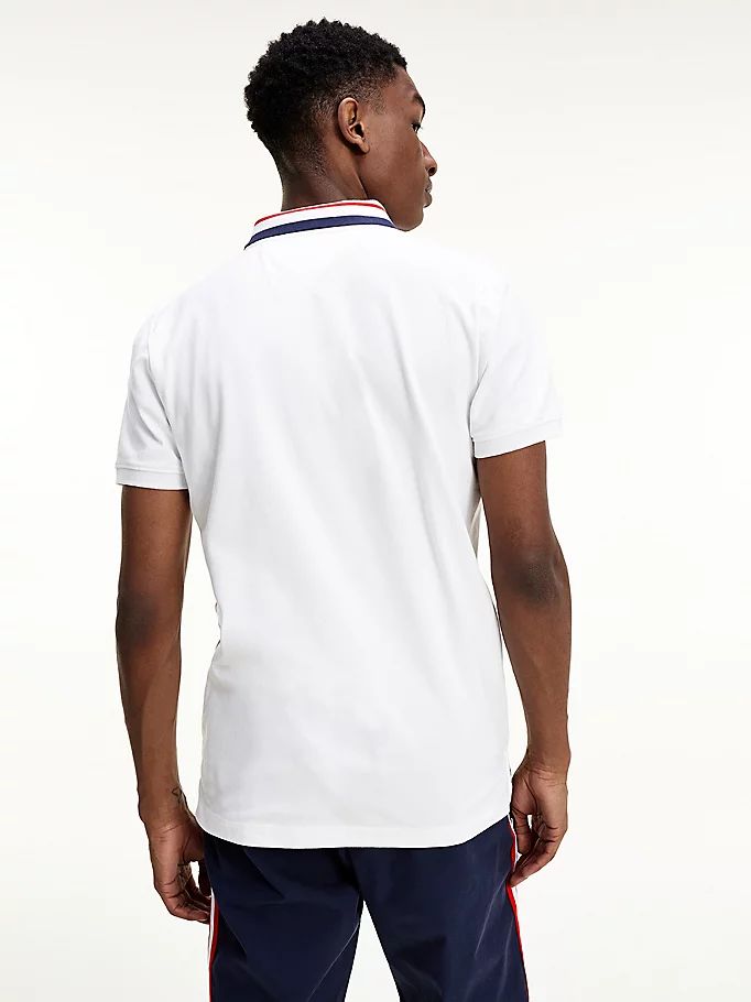 Tommy Hilfiger Classics Tipped Stretch Slim Fit Polo T Skjorte Herre Hvite | DSAHUN-976