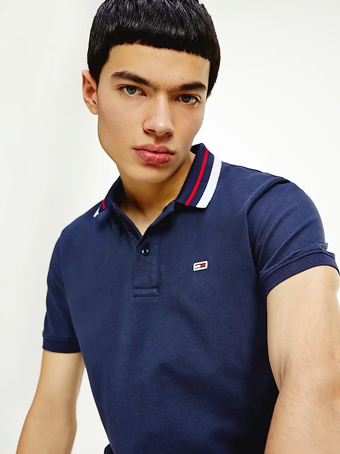 Tommy Hilfiger Classics Tipped Stretch Slim Fit Polo T Skjorte Herre Blå | VRYAMZ-032