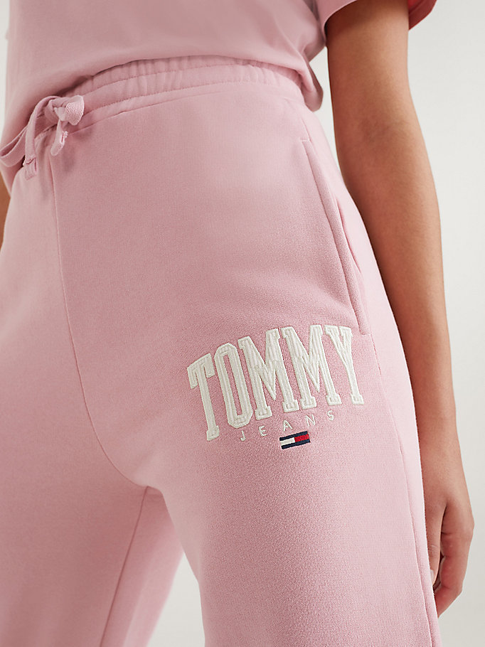 Tommy Hilfiger College Badge Plush Joggers Dame Rosa | DZONPA-359