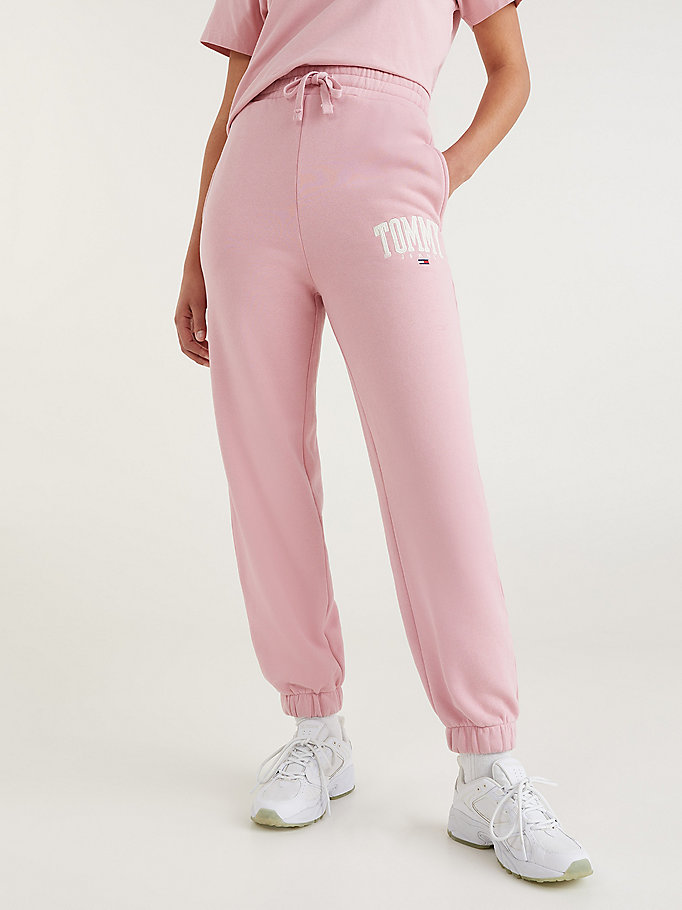 Tommy Hilfiger College Badge Plush Joggers Dame Rosa | DZONPA-359