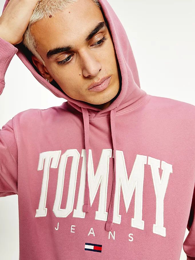 Tommy Hilfiger College Logo Hettegensere Herre Rosa | QCYXLW-716