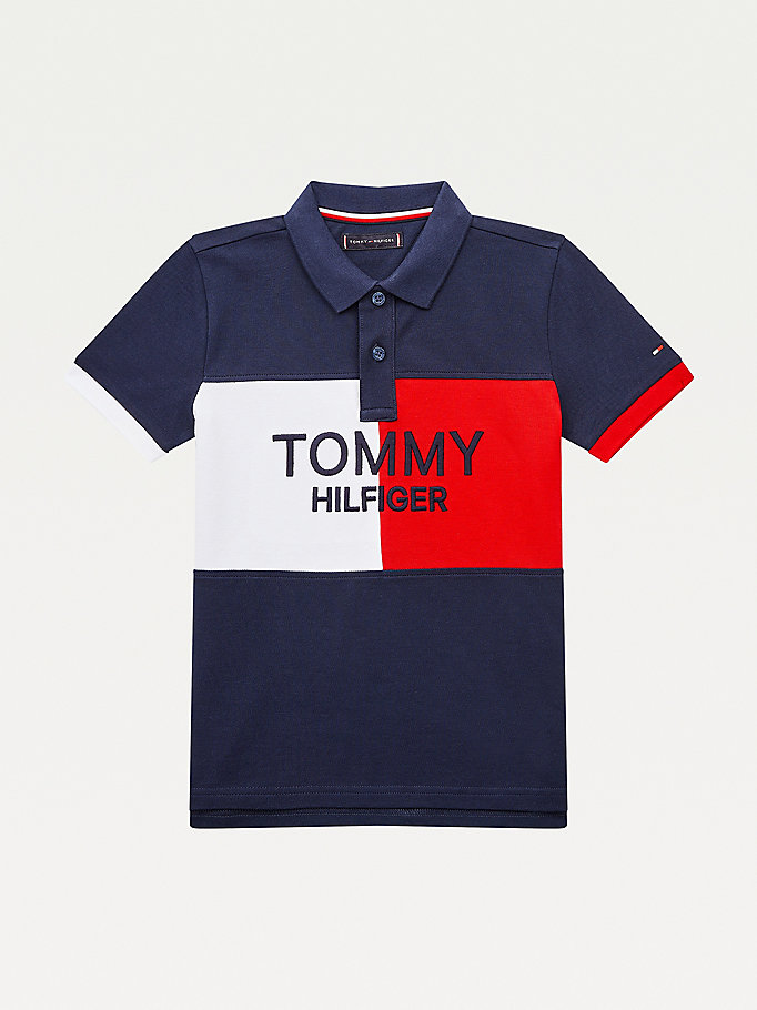 Tommy Hilfiger Colour-Blocked Archive Polo T Skjorte Gutt Blå | MKLVZD-028