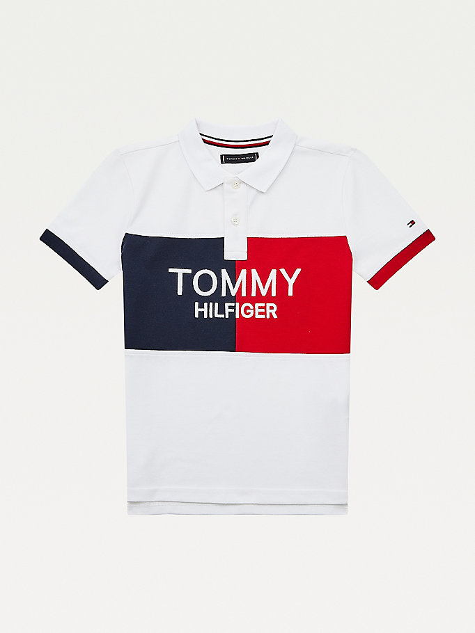 Tommy Hilfiger Colour-Blocked Archive Polo T Skjorte Gutt Hvite | WIPHAB-384