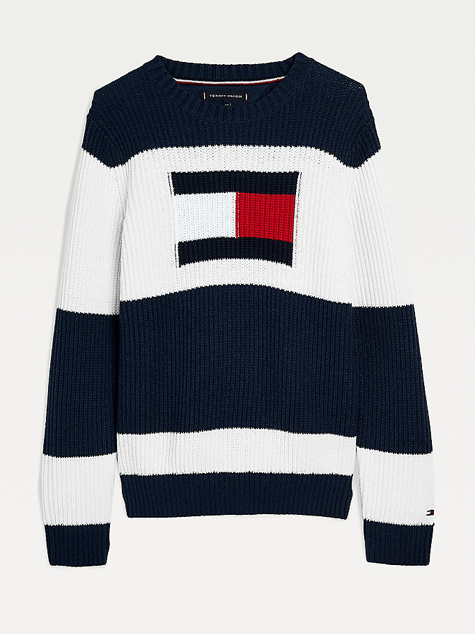 Tommy Hilfiger Colour-Blocked Flag Jumper Gutt Blå | DTJZWO-621