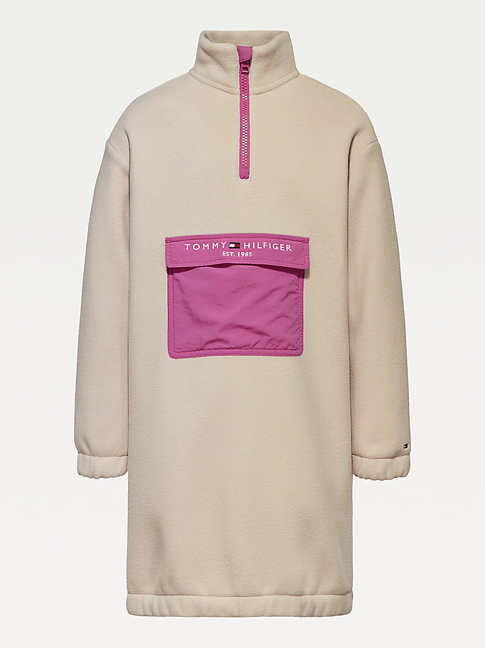 Tommy Hilfiger Colour-Blocked Half Zip Kjoler Jente Beige | IXYMSC-705