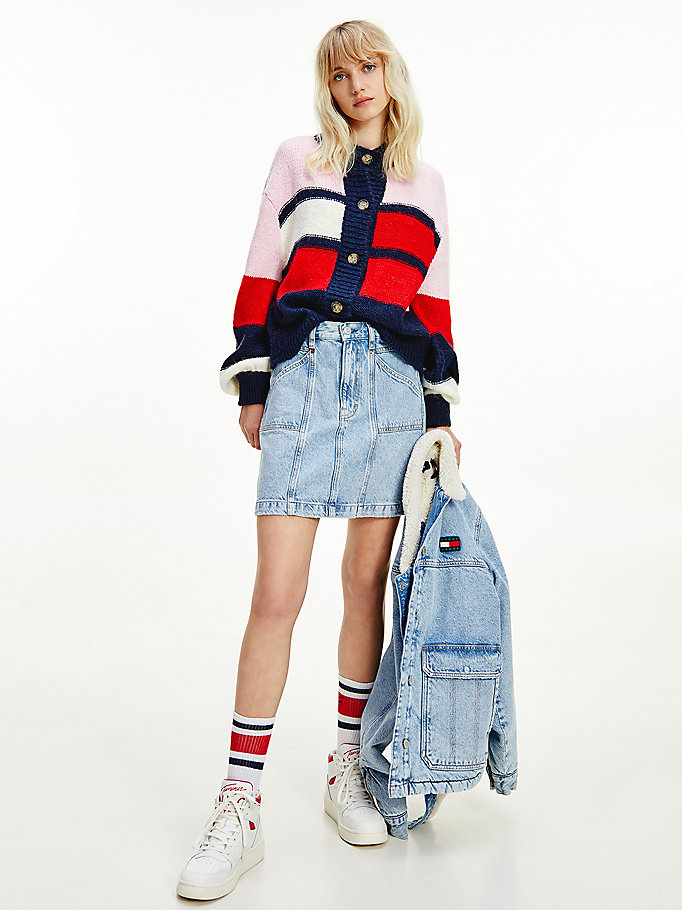 Tommy Hilfiger Colour-Blocked High Neck Gensere Dame Rød | ISXNTG-042