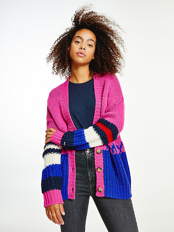 Tommy Hilfiger Colour-Blocked Knit Gensere Dame Lilla | LQDJUF-025