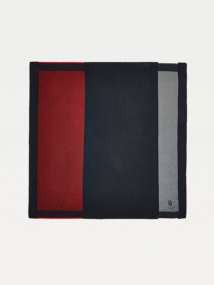 Tommy Hilfiger Colour-Blocked Monogram Blanket Skjerf Dame Blå | EJCOBQ-964