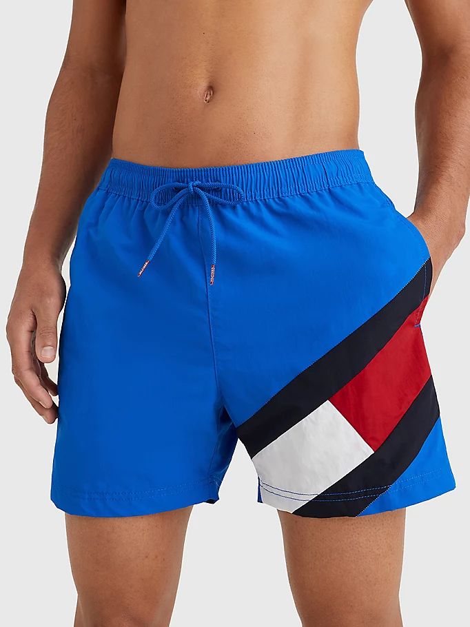 Tommy Hilfiger Colour-Blocked Slim Fit Mid Length Badetøy Herre Blå | DURPVC-172