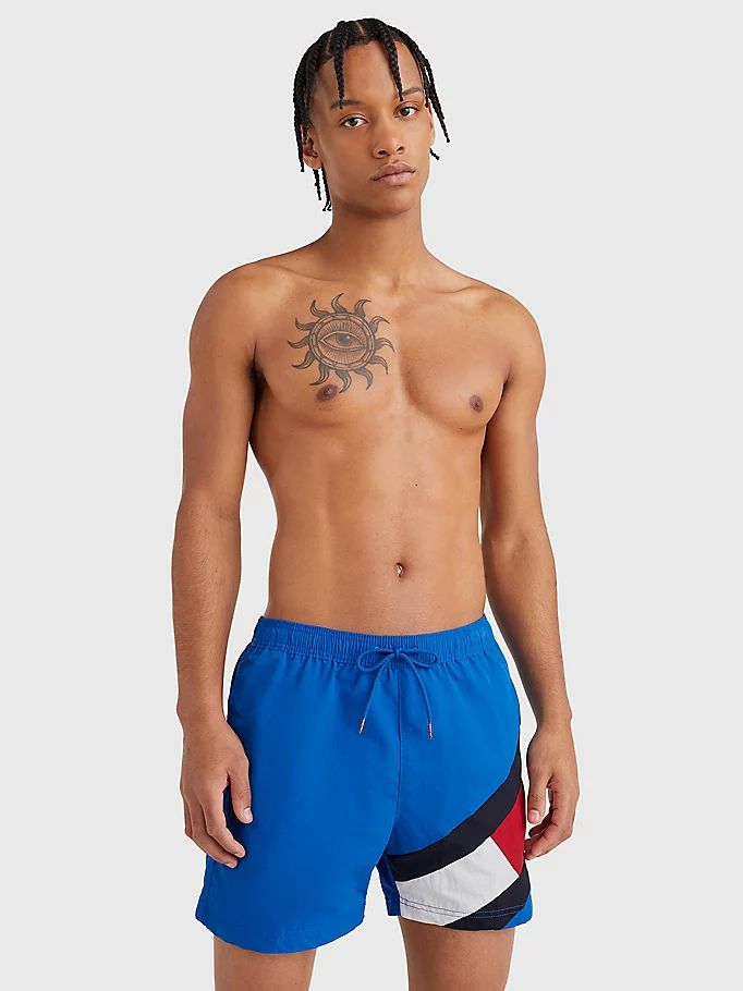 Tommy Hilfiger Colour-Blocked Slim Fit Mid Length Badetøy Herre Blå | DURPVC-172