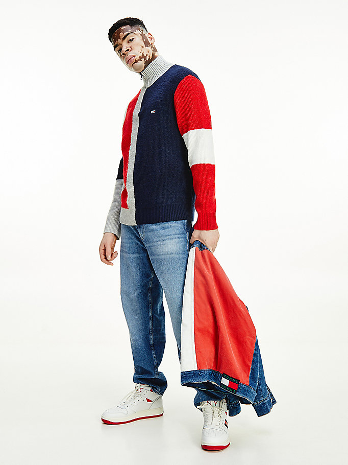 Tommy Hilfiger Colour-Blocked Zip Gensere Herre Grå | LOUXMQ-524