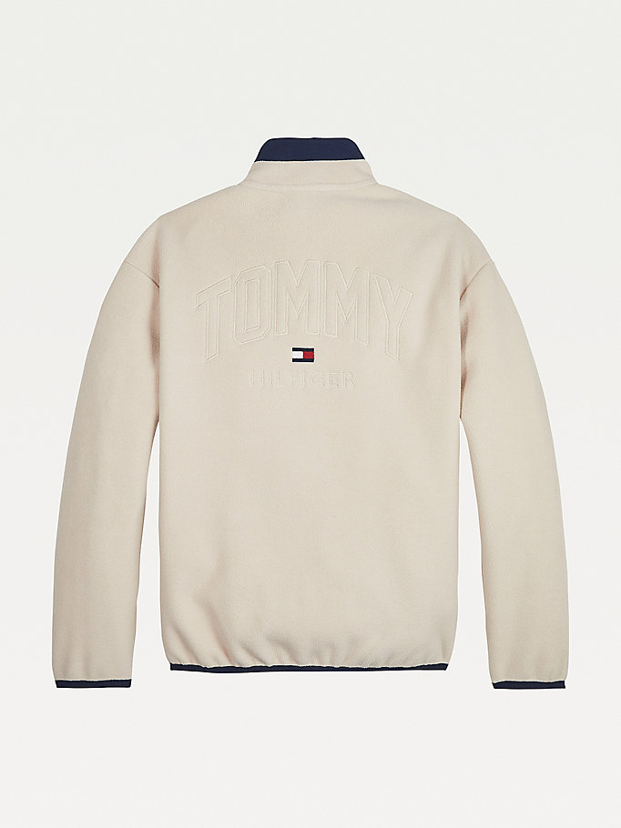 Tommy Hilfiger Colour-Blocked Zip-Thru Fleece Jakke Gutt Beige | YEFTOM-635