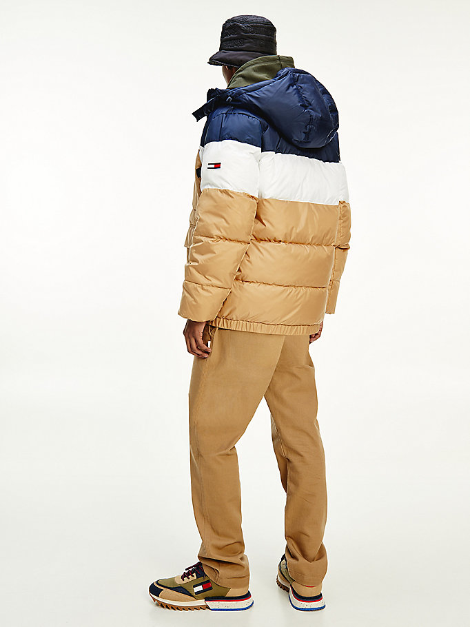 Tommy Hilfiger Colour-Blockedpuffer Jakke Herre Khaki | VXODPB-964