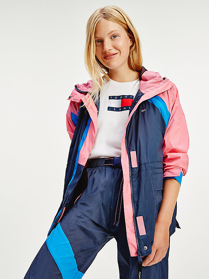 Tommy Hilfiger Colour-Blockedwindbreaker Jakke Dame Rosa | MHJSFL-491