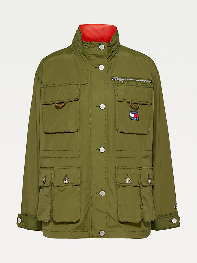 Tommy Hilfiger Colour-Blockedwindbreaker Jakke Dame Grønn | WURTDC-394