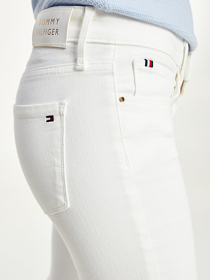 Tommy Hilfiger Como Mid Rise Skinny Jeans Dame Hvite | BDUASC-543