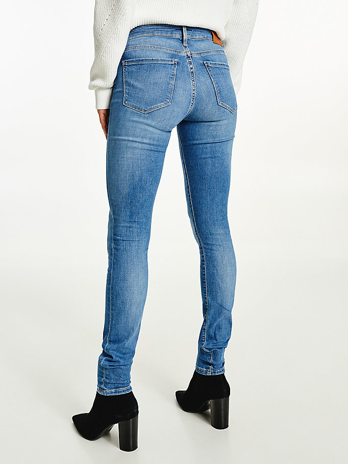 Tommy Hilfiger Como Mid Rise Skinny Jeans Dame Blå | NBOPCI-829