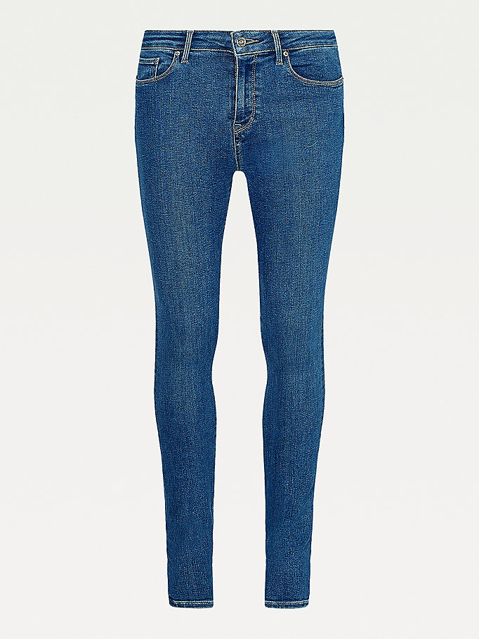 Tommy Hilfiger Como Mid Rise Skinny Jeans Dame Blå | PBTNIM-012